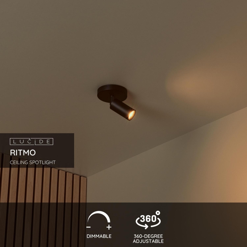 Lucide RITMO - Ceiling spotlight - Ø 10 cm - 1xGU10 (MR11) - Black